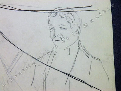 Numéro de cirque avec GABY MORLAY lors d'un Gala de l'Union des Artistes dans les années 1920. Dessin original de FERNEL. [CIRQUE]  
