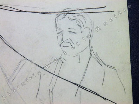 Numéro de cirque avec GABY MORLAY lors d'un Gala de l'Union des Artistes dans les années 1920. Dessin original de FERNEL. [CIRQUE]  . FERNEL, Fernand. ...