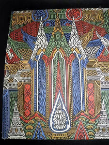 Page de garde de la célèbre revue de mode des années 1920 A.G.B. (Art Goût Beauté). Motif de tissu R.12589 : Crèpe du Maroc. Publicités pour le fabricant de textile A.G.B. (Albert Godde, Bedin & Cie), les chaussures de luxe Julienne et du Gantier Vivier Frères. ART DECO.