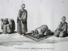 GRAVURE ORIGINALE. Musulmans faisant la prière, Namaz.  Planche originale issue du Tableau général de l'Empire othoman de Mouradja (Mouradgea) ...
