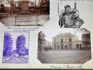 LE BOURGET DRANCY. Ensemble de 5 photographies originales, avec décors et illustrations manuscrits Belle Epoque (circa 1900). Dessins de soldats. . ...