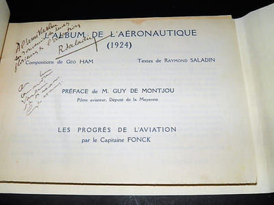 Geo Ham et Raymond Saladin présentent L’Album de l’aéronautique. Ouvrage publié sous le haut patronage du sous-secrétariat d’Etat de l’Aéronautique.