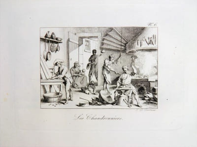 Album de la jeunesse, des amateurs et des artistes, composé de vingt-cinq sujets divers. Arts et métiers, chevaux, chasses, scènes militaires, vues et paysages ornés de fabriques et d’animaux, etc.