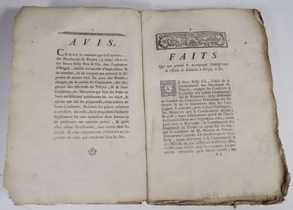 Mémoires sur la manufacture de Troyes, et sur l'opération d'Origny le Sec. Mémoire sur les corporations. A Monsieur, Monsieur de Gournay, Intendant du Commerce en 1759. 