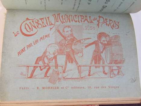 Une gauche célèbre (Fantaisie judiciaire) ; Le Conseil municipal de Paris (1884-1885) peint par lui-même avec les accessoires. Portraits-charges par ...