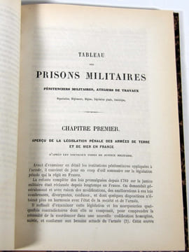 Tableau des Prisons Militaires, Pénitenciers Militaires, Ateliers de Travaux, Organisation, Règlements, Régime, Législation pénale, Statistique en ...