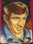 Portrait de Jean-Paul Belmondo. Dessin original à la gouache. Pièce unique. Années 60.  par JAAFAR.  - Image 2