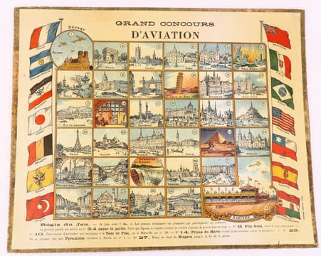 Jeu du Grand Concours d'Aviation de la Champagne. Game from the Grand Concours d'Aviation de la Champagne. Very rare aviation-themed game in fine ...