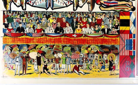Championnat International de Natation. Jeu de Société Original. Planche en chromolithographie. [JEU ANCIEN - NATATION] . SAUSSINE. 