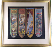 4 Projets d'étendards : les horlogers, les fondeurs et ciseleurs, les miroitiers et la fédération des métiers d'art. Aquarelle originale signée [MÉTIERS - ARTISANAT - CORPORATION].  par VERGNOLET, Tony.  - Image 1