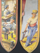 4 Projets d'étendards : les horlogers, les fondeurs et ciseleurs, les miroitiers et la fédération des métiers d'art. Aquarelle originale signée [MÉTIERS - ARTISANAT - CORPORATION].  par VERGNOLET, Tony.  - Image 5