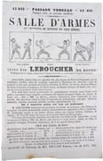Salle d'Armes et exercices de défense en tous genres. [ESCRIME - BOXE - PUBLICITÉ ANCIENNE - EPHEMERA]  par LEBOUCHER.  - Image 2