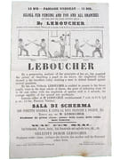 Salle d'Armes et exercices de défense en tous genres. [ESCRIME - BOXE - PUBLICITÉ ANCIENNE - EPHEMERA]  par LEBOUCHER.  - Image 3