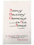 Appuis, Balcons, Panneaux en Fer Forgé.  par GUILLOT-PELLETIER Fils & JOUFFRAY Réunis.  - Image 1