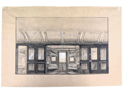 Intérieur de wagon, compartiment couchettes. Dessin original.  par ANONYME. 