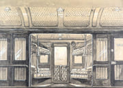 Intérieur de wagon, compartiment couchettes. Dessin original.  par ANONYME.  - Image 3