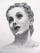 Album de 10 dessins originaux dont 9 portraits de femmes, probables vedettes de l'époque, dont Arlétty, Gaby Morlay et Michèle Morgan.  par HENRY R.  - Image 1
