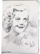 Album de 10 dessins originaux dont 9 portraits de femmes, probables vedettes de l'époque, dont Arlétty, Gaby Morlay et Michèle Morgan.  par HENRY R.  - Image 3