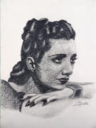 Album de 10 dessins originaux dont 9 portraits de femmes, probables vedettes de l'époque, dont Arlétty, Gaby Morlay et Michèle Morgan.  par HENRY R.  - Image 6