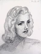 Album de 10 dessins originaux dont 9 portraits de femmes, probables vedettes de l'époque, dont Arlétty, Gaby Morlay et Michèle Morgan.  par HENRY R.  - Image 7