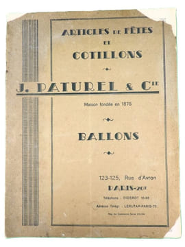 Catalogue d' Articles de fêtes et Cotillons. Ballons. . J. PATUREL & Cie. 