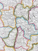 Carte de la France divisée en 85 départemens suivant les décrets de l'Assemblée Nationale, sanctionnés en 1792, dressée sur les Mémoires de l’Académie des Sciences, Augmentée de tous les Pays qui sont aujourd’huy le Théâtre de la Guerre dans les Pays-Bas l’Allemagne, la Savoye, l’Italie &c &c. Avec les Routes Générales et Particulières du R[oyau]me. Par DESNOS, Ingén[ieu]r. Géographe des États de Danemark, rue St Jacques, au Globe. 1792.  par DESNOS (Louis-Charles).   - Image 17