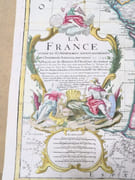 Carte de la France divisée en 85 départemens suivant les décrets de l'Assemblée Nationale, sanctionnés en 1792, dressée sur les Mémoires de l’Académie des Sciences, Augmentée de tous les Pays qui sont aujourd’huy le Théâtre de la Guerre dans les Pays-Bas l’Allemagne, la Savoye, l’Italie &c &c. Avec les Routes Générales et Particulières du R[oyau]me. Par DESNOS, Ingén[ieu]r. Géographe des États de Danemark, rue St Jacques, au Globe. 1792.  par DESNOS (Louis-Charles).   - Image 2