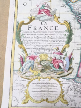 Carte de la France divisée en 85 départemens suivant les décrets de l'Assemblée Nationale, sanctionnés en 1792, dressée sur les Mémoires de l’Académie ...