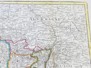 Carte de la France divisée en 85 départemens suivant les décrets de l'Assemblée Nationale, sanctionnés en 1792, dressée sur les Mémoires de l’Académie des Sciences, Augmentée de tous les Pays qui sont aujourd’huy le Théâtre de la Guerre dans les Pays-Bas l’Allemagne, la Savoye, l’Italie &c &c. Avec les Routes Générales et Particulières du R[oyau]me. Par DESNOS, Ingén[ieu]r. Géographe des États de Danemark, rue St Jacques, au Globe. 1792.  par DESNOS (Louis-Charles).   - Image 24