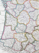 Carte de la France divisée en 85 départemens suivant les décrets de l'Assemblée Nationale, sanctionnés en 1792, dressée sur les Mémoires de l’Académie des Sciences, Augmentée de tous les Pays qui sont aujourd’huy le Théâtre de la Guerre dans les Pays-Bas l’Allemagne, la Savoye, l’Italie &c &c. Avec les Routes Générales et Particulières du R[oyau]me. Par DESNOS, Ingén[ieu]r. Géographe des États de Danemark, rue St Jacques, au Globe. 1792.  par DESNOS (Louis-Charles).   - Image 5