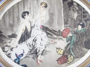 Masques orientaux pour 2 élégantes. Eau-forte originale, en couleurs, signée.  par ROSSI (Alberto ?, Turin, 1858 – 1936 ?).  - Image 2