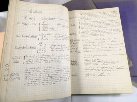 Cours d'Artifices de l'École Centrale de Pyrotechnie. Bourges, 1937. Ensemble de 5 cahiers manuscrits. . ÉCOLE CENTRALE DE PYROTECHNIE DE BOURGES.