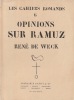  Opinions sur Ramuz *. WECK René de :