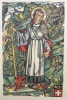  Bois gravé original couleur pour "Ils gardent les hauts passages. Saints patrons de nos cols alpestres" *. [Saints] BOESCH Paul :