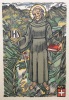  Bois gravé original couleur pour "Ils gardent les hauts passages. Saints patrons de nos cols alpestres" *. [Saints] BOESCH Paul :