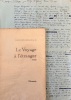 Le voyage à l'étranger, par Georges Borgeaud, Grasset 452 pages *. [BORGEAUD Georges] BORY Jean-Louis :