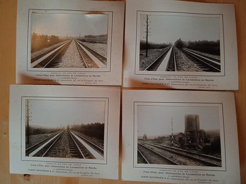 Chemins de fer de l'&eacute;tat. Prise d'eau pour alimentation de locomotives en marche &agrave; Asni&egrave;res (Eure).. Anonyme.