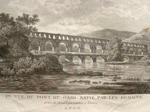 Vues animées du pont du Gard au début du XIXe.. 