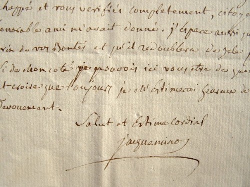 Lettre du sénateur Jacqueminot, inhumé au Panthéon.. Jean Ignace Jacqueminot (1754-1813) Homme politique et législateur, sénateur, inhumé au Panthéon.