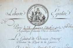 Lettre du général Ernouf avec très jolie vignette.. Jean Augustin Ernouf (1753-1827) Général d'Empire, capitaine général de la Guadeloupe (1803), il ...