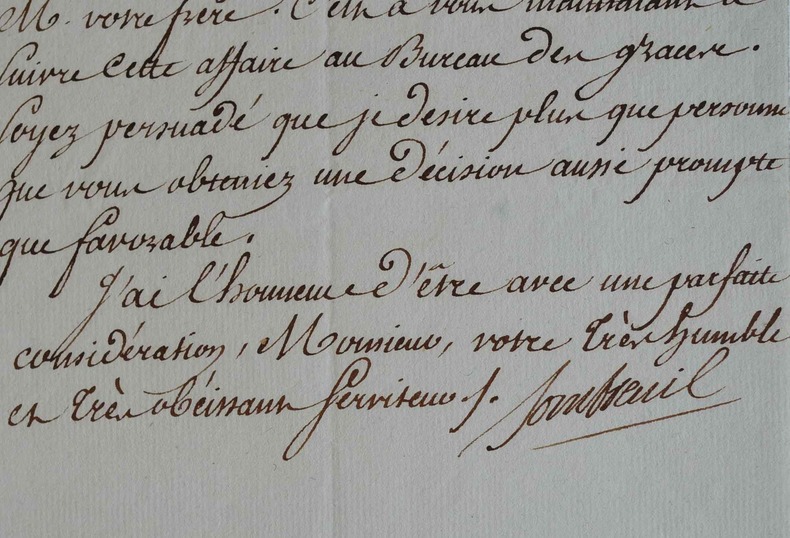 Sombreuil, le gouverneur des Invalides, intervient auprès du ministre.. Charles François Sombreuil (de Virot, marquis de) (1725-1794) Maréchal de ...