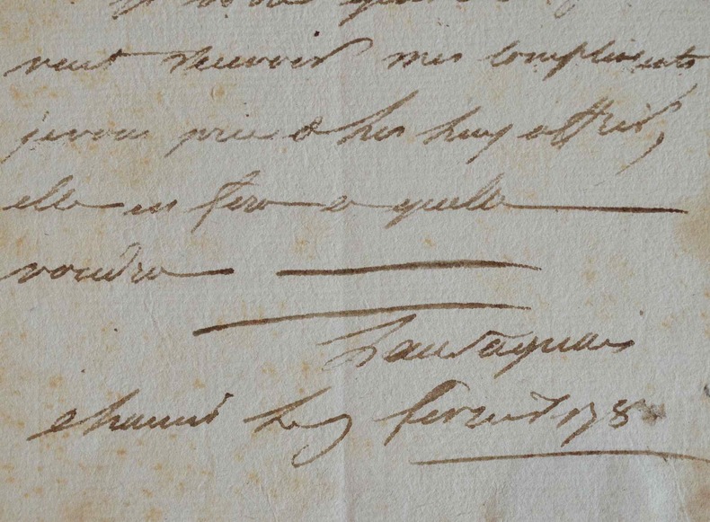 Le Duc de Lauraguais écrit à son banquier, Jean-Frédéric Perregaux.. Louis-Léon-Félicité Lauraguais (de Brancas, duc de) (1733-1824) Homme de lettres, ...