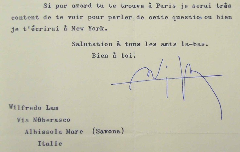 Wilfredo Lam envisage une publication aux Etats-Unis.. Wifredo Lam (1902-1982) Peintre surréaliste cubain.