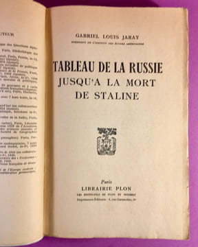 Tableau de la Russie jusqu'à la mort de Staline.. JARAY, Gabriel-Louis.