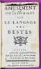 Amusement philosophique sur le langage des bestes.. [BOUGEANT, Guillaume-Hyacinthe (Père)]