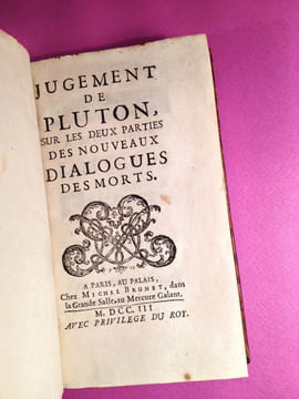 Jugement de Pluton, sur les deux parties des nouveaux dialogues des morts.. FONTENELLE Bernard le Bouyer de.