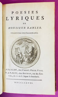 Poésies lyriques de Monsieur Ramler, traduites de l'allemand.