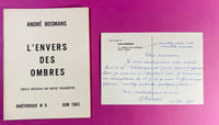 L'Envers des ombres. Deux dessins de René Magritte. Rhétorique N° 9 Juin 1963 [Mot manuscrit de l'auteur]