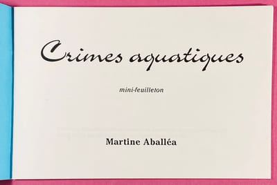 Crimes aquatiques, mini-feuilleton.