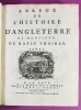 Abr&eacute;g&eacute; de l'Histoire d'Angleterre de Monsieur de Rapin Thoiras (Tome I, reliure aux armes). THOIRAS, Paul de Rapin de
